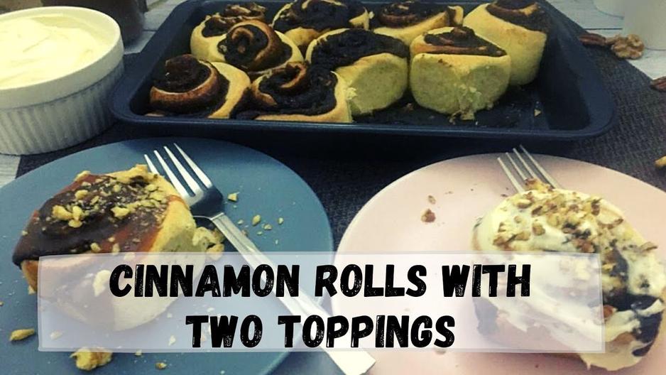 'Video thumbnail for Cinnamon rolls with Salted Caramel Sauce or Cream Cheese Icing Recipe | Happy Tummy Recipes'