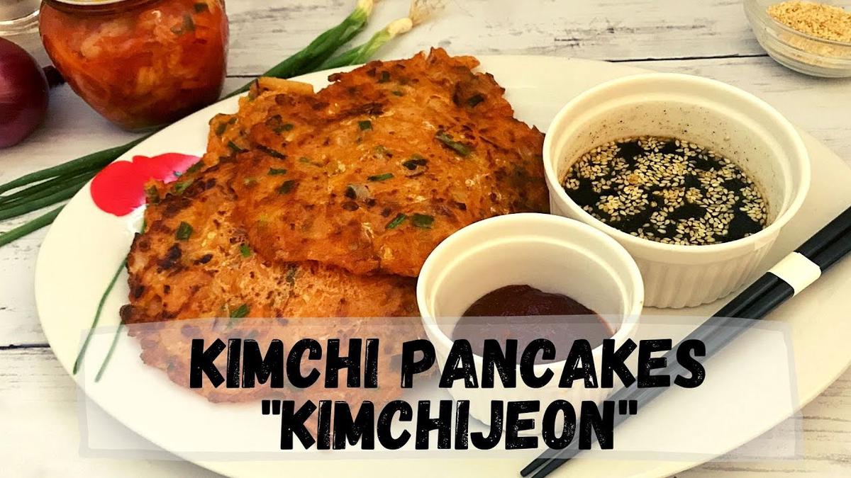 'Video thumbnail for Kimchi Pancakes (Kimchijeon) with Dipping Sauce Recipe | Happy Tummy Recipes'